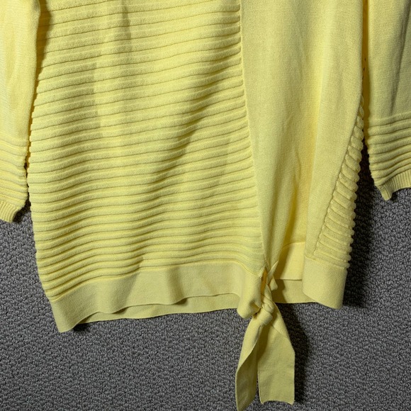 Belford Womens Sweater Size Small‎ Yellow Pima Cotton Tie Hem Ribbed 3/4 Sleeves - Picture 3 of 12